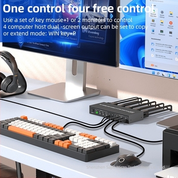 Sajimicro TA 402 HDMI KVM διακόπτης — 4 είσοδοι σε 2 έξόδους, κοινή χρήση πληκτρολογίου και ποντικιού, 8K60Hz, συμβατός με Windows 7