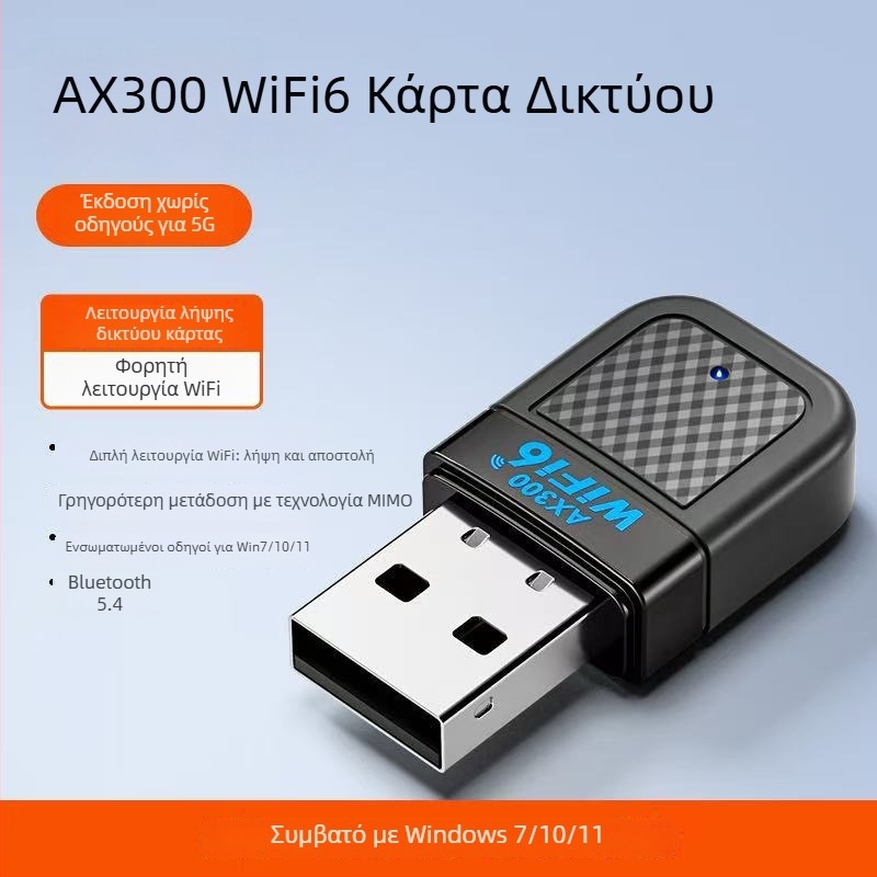 ReadWin AX900 USB WiFi 6 adapter για επιφάνειας εργασίας – χωρίς οδηγό εγκατάστασης, διπλής ζώνης 2.4/5.8 GHz, Bluetooth, 900 Mbps