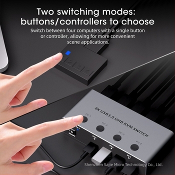 Sajimic Km401-f Διακόπτης KVM, HDMI, 4-σε-1 είσοδες, USB 3.0, 8K60Hz, μοιράζεται οθόνη, ποντίκι και πληκτρολόγιο