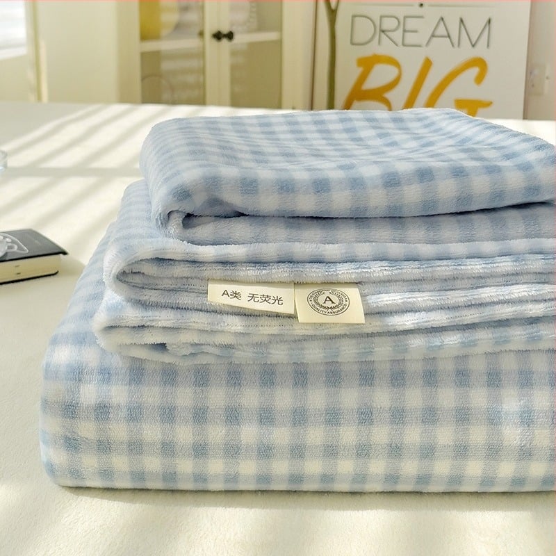 3 τεμάχια χειμερινό σετ κρεβατοκάμαρας από βελούρ γάλακτος, βάρος 500–799 g, ριγέ σχέδιο, reactive εκτύπωση και βαφή, μοντέρνο μινιμαλιστικό στυλ
