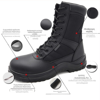 Spring River Cy010 Ανδρικά Υψηλά Μποτάκια Εργασίας από Δέρμα Πλήρους Κόκκου, Με Προστασία Κρούσεων, Για Ψυχρό Καιρό Σε Πετρελαϊκές Εργασίες