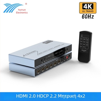 HDMI Matrix Switcher 4x2, 4K60 με EDID και έλεγχο RS232