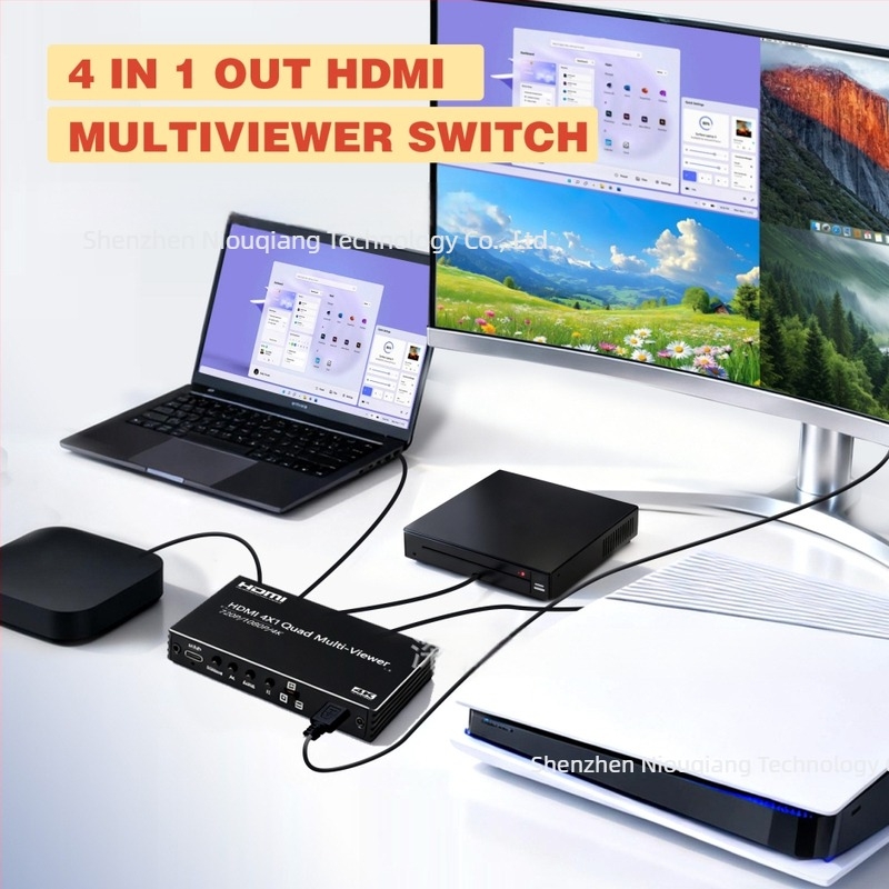 Διαχωριστής HDMI με 1 είσοδο και 4 εξόδους για προβολή πολλαπλών οθονών, 4K, Μοντέλο Nk-BT41, Niu qiang