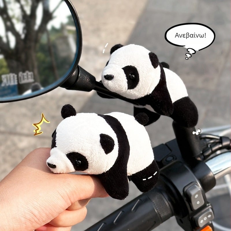 Λούτρινο panda διακοσμητικό αυτοκινήτου για αυτοκίνητα, μοτοσικλέτες και ποδήλατα — ύφασμα, στυλ καρτούν, διακόσμηση