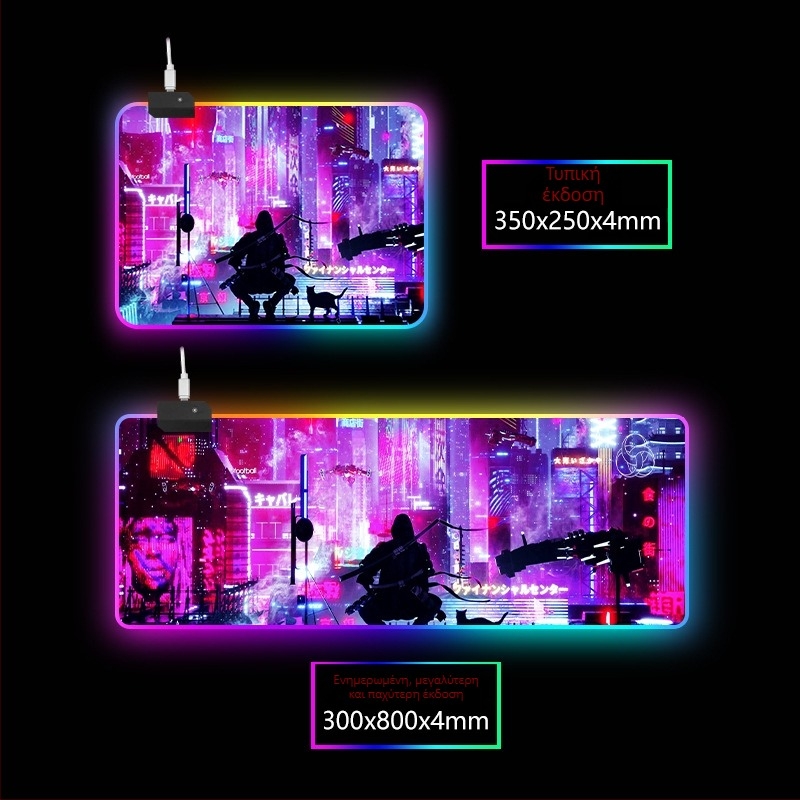 RGB φωτιζόμενη επιφάνεια γραφείου με στήριγμα καρπού, καουτσούκ+ύφασμα, θερμική μεταφορά, εκτύπωση λογοτύπου διαθέσιμη