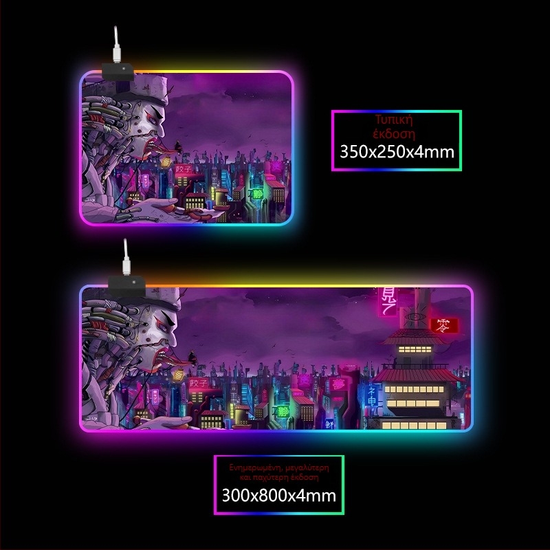 RGB φωτιζόμενη επιφάνεια γραφείου με στήριγμα καρπού, καουτσούκ+ύφασμα, θερμική μεταφορά, εκτύπωση λογοτύπου διαθέσιμη