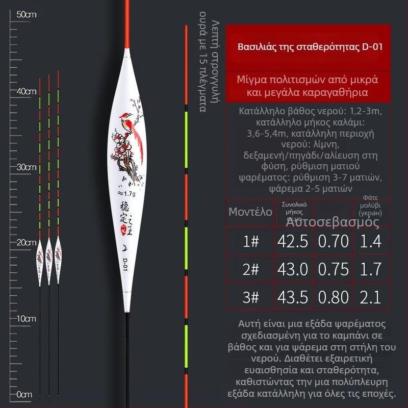 Faxiang φλότ ψάρεματος από καλάμια - Υψηλής Ευαισθησίας κάθετος πλεύσιμος φλοτύ για κυπρίνους και μεικτές ειδές, κατάλληλο για βαθιά και ρηχά νερά, Yueyang, Hunan