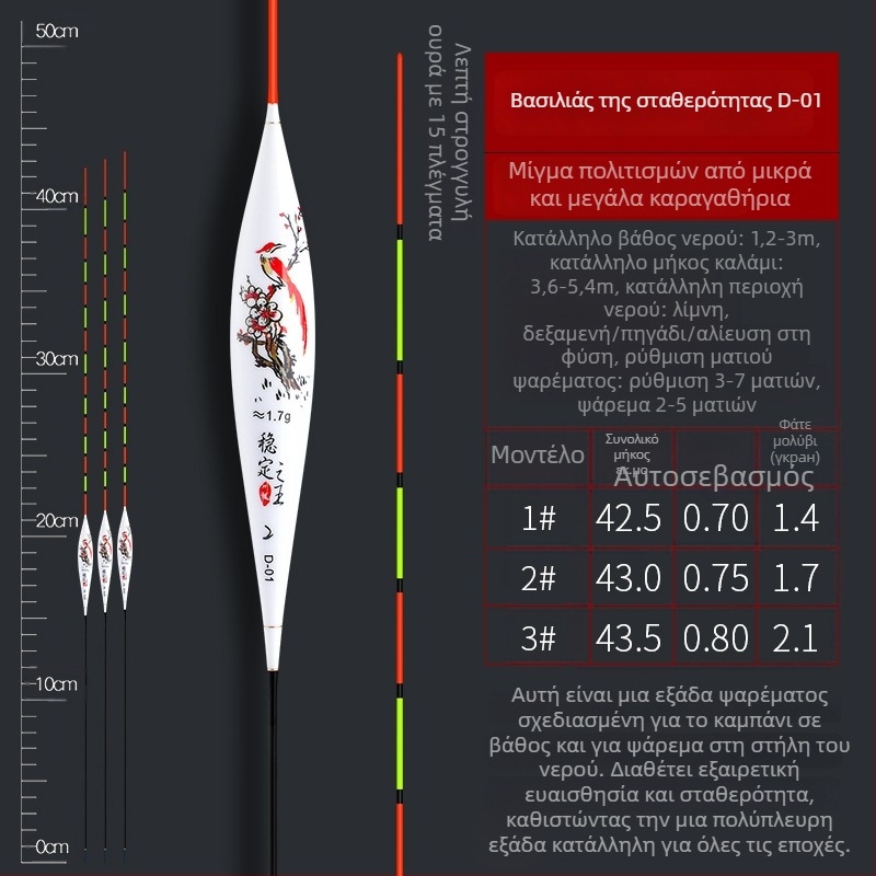 Faxiang φλότ ψάρεματος από καλάμια - Υψηλής Ευαισθησίας κάθετος πλεύσιμος φλοτύ για κυπρίνους και μεικτές ειδές, κατάλληλο για βαθιά και ρηχά νερά, Yueyang, Hunan