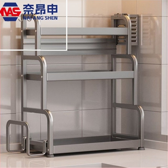 Ράφι μπαχαρικών για πάγκο κουζίνας από χάλυβα άνθρακα, πολλαπλών επιπέδων, χωρίς τρύπημα