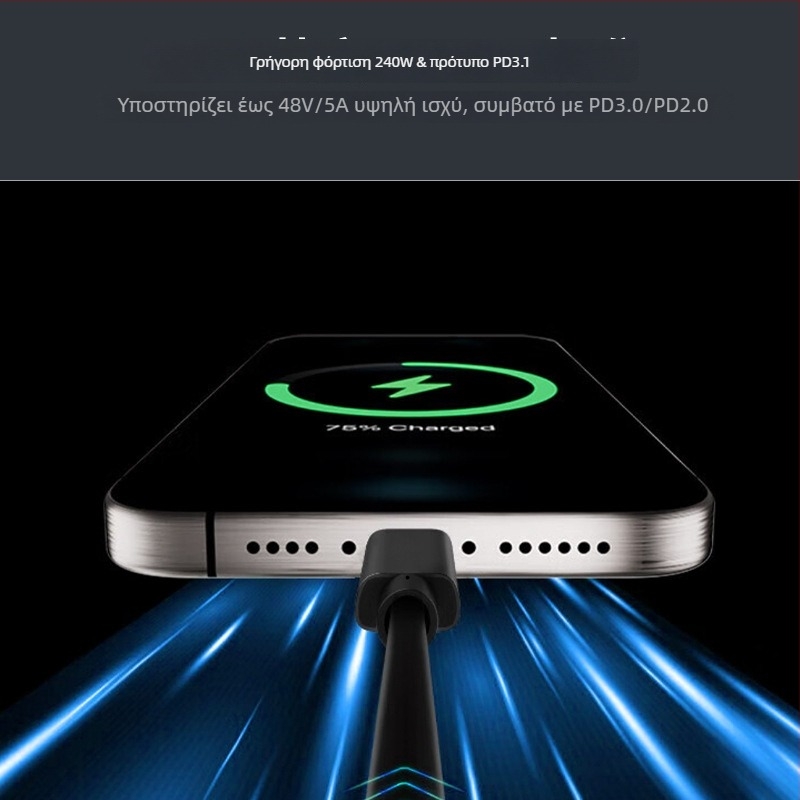 Θήκη εξωτερικού σκληρού δίσκου Type-C με USB 3.1 Gen2, γρήγορη φόρτιση PD, μεταφορά δεδομένων έως 10 Gbps, καλώδιο 0.5–1 m