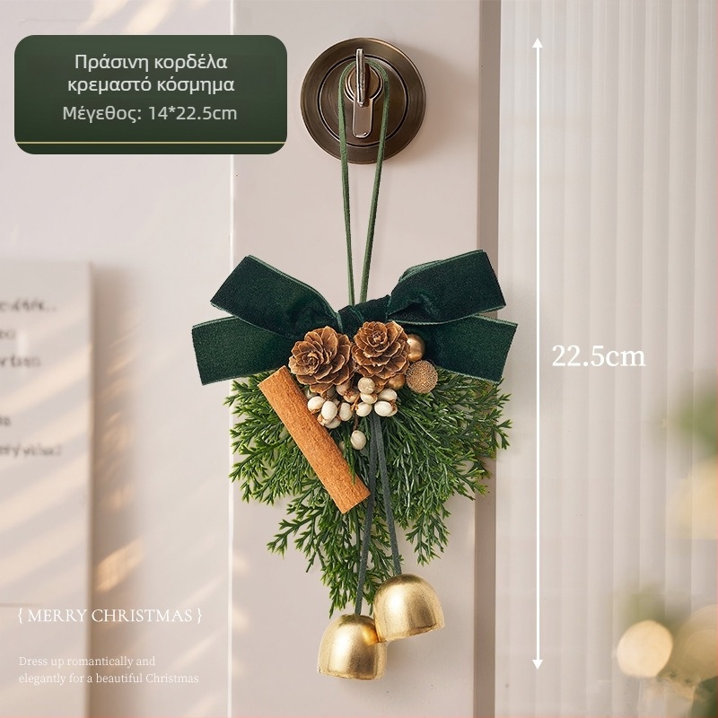 Χριστουγεννιάτικο στεφάνι πόρτας με κρεμαστά κουδουνάκια – πλαστικό και ύφασμα, μάρκα Zhenhuan