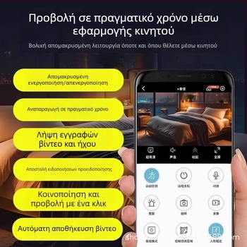 WiFi κάμερα ασφαλείας με 1080p, ευρυγώνιο φακό, 1 κάμερα, υποστήριξη εφαρμογής κινητού, εμβέλεια 10–30 μέτρα