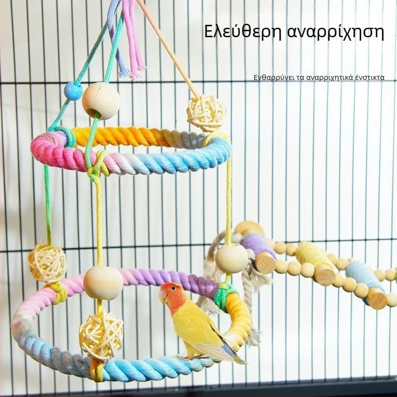 Παπαγάλος βαμβακερό σκοινί με περιστρεφόμενο κρεμαστό για ανάβαση πουλιών — προέλευση: Σαντόνγκ; ηλικία: ενήλικος; εισαγόμενο: Όχι; είδος: πουλί