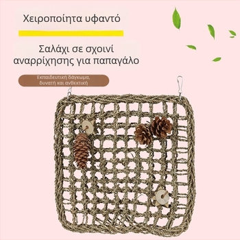 Παιχνίδι για παπαγάλο με δίχτυ αναρρίχησης, κρεμάμενο δαγκώματος και σκάλα – μοτίβο τίγρης-πεωνίας για ενήλικα πουλιά