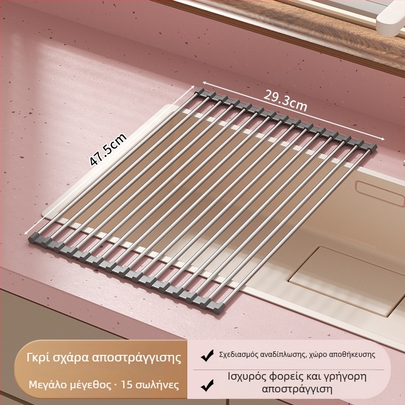 Αναδιπλούμενο ραφή περι πιάτων από ανοξείδωτο χάλυβα με σιλικόνη αποστράγγισης — Jia Zhi Wang Drain Rack