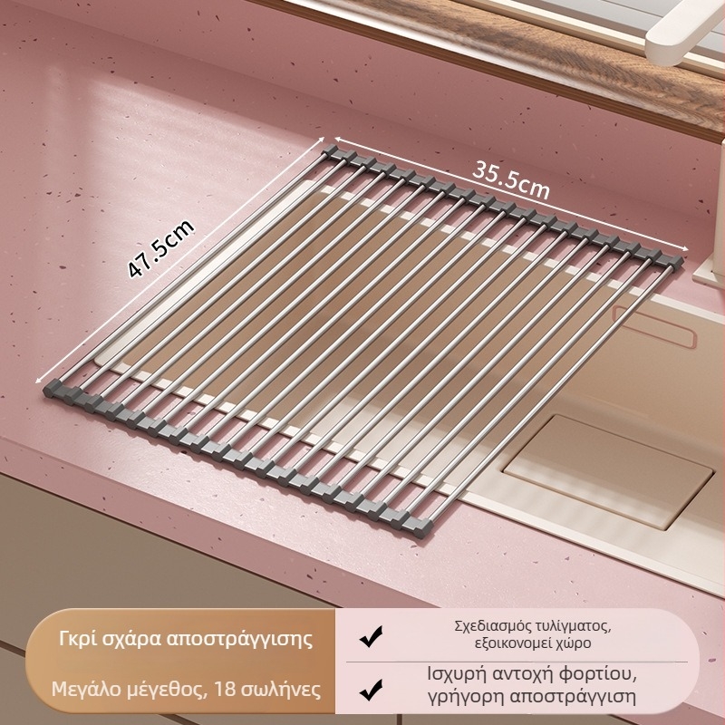 Αναδιπλούμενο ραφή περι πιάτων από ανοξείδωτο χάλυβα με σιλικόνη αποστράγγισης — Jia Zhi Wang Drain Rack