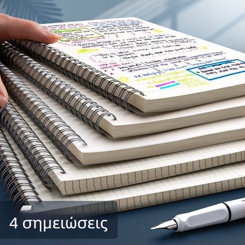 Τετράδιο σπιράλ με πλέγμα γραμμών και οριζόντιες γραμμές, παχιά έκδοση για γυμνάσιο-λύκειο και εξετάσεις εισαγωγής μεταπτυχιακών