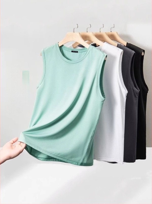 Ανδρικό αθλητικό γιλέκο χωρίς μανίκια, χαλαρή γραμμή, πολυεστερικό ύφασμα, λεπτό ύφασμα, μονόχρωμο