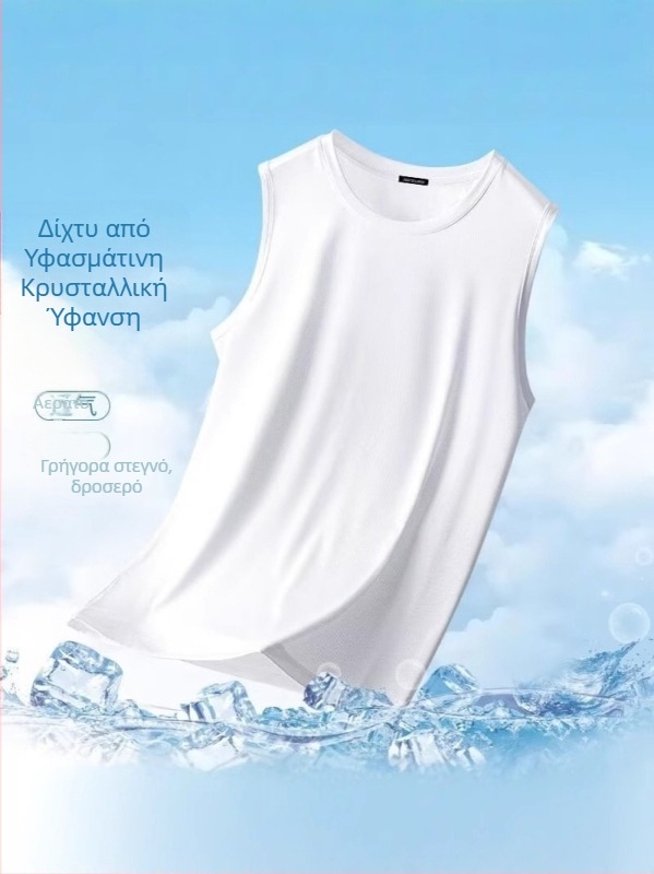 Ανδρικό αθλητικό γιλέκο χωρίς μανίκια, χαλαρή γραμμή, πολυεστερικό ύφασμα, λεπτό ύφασμα, μονόχρωμο