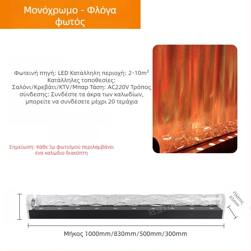 LED Λάμπα Τοίχου με Μοντέλο Νερού – 3D Δυναμικός Κυματισμός Νερού, Αλουμινένιο Σώμα, 3600 lm, IP43, Ρυθμιζόμενη Φωτεινότητα