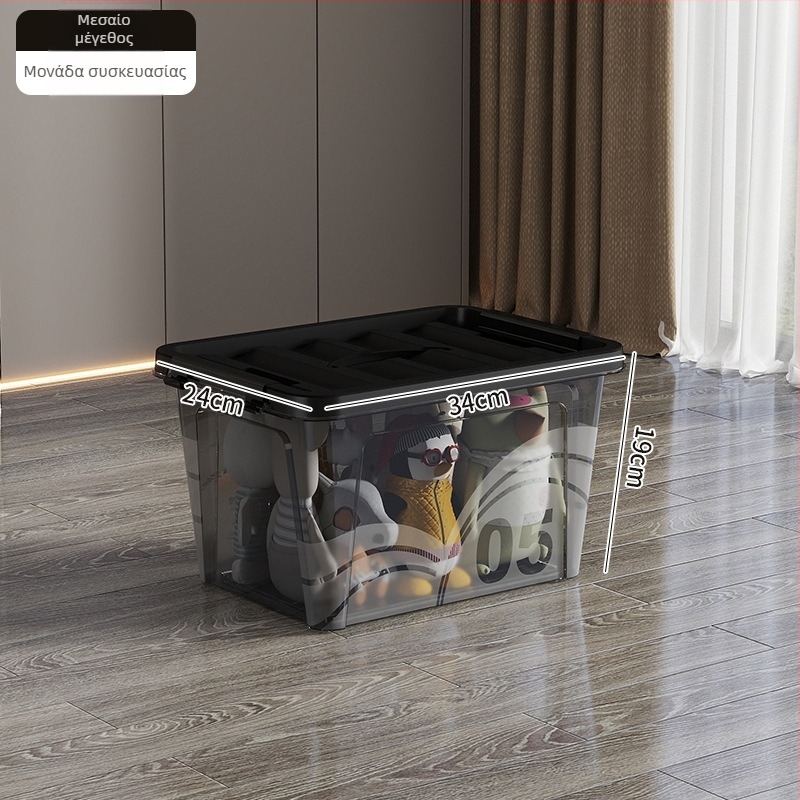 Διαφανές κουτί αποθήκευσης με ρόδες, 110 L, πολυπροπυλένιο, πολλαπλών χρήσεων, ανθεκτικό σε σκόνη και υγρασία (Fengjin)