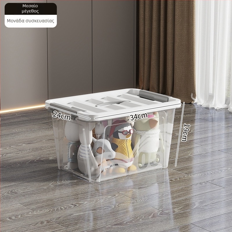 Διαφανές κουτί αποθήκευσης με ρόδες, 110 L, πολυπροπυλένιο, πολλαπλών χρήσεων, ανθεκτικό σε σκόνη και υγρασία (Fengjin)