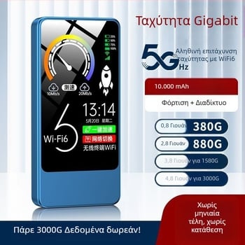 2-σε-1 Φορητό WiFi και Κινητό Φορτιστή, Ρούτερ για Gaming και Streaming με WiFi 6, Συμβατό με Τρία Δίκτυα