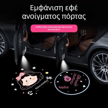 Φωτιστικό καλωσορίσματος αυτοκινήτου με φτερά αγγέλου και προβολή (Χωρίς καλώδια, κόλλα για εγκατάσταση, 5V, 0,2A, μοντέλο Mks-3234)