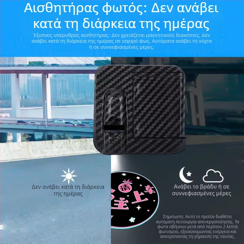 Φωτιστικό καλωσορίσματος αυτοκινήτου με φτερά αγγέλου και προβολή (Χωρίς καλώδια, κόλλα για εγκατάσταση, 5V, 0,2A, μοντέλο Mks-3234)