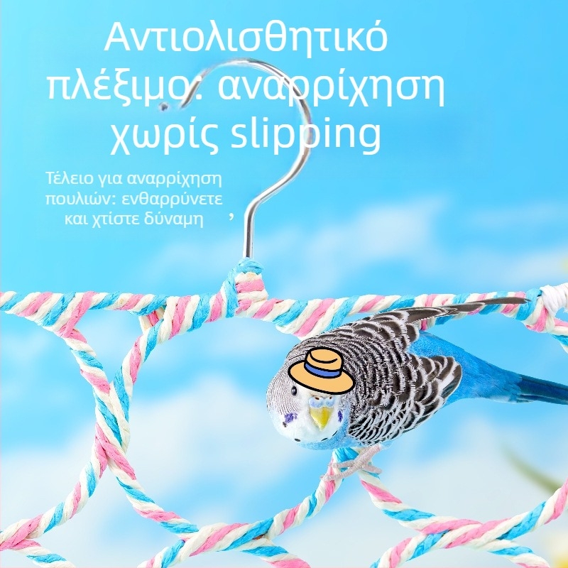 Παιχνίδι για παπαγάλους: σκαλλάκι αναρρίχησης με αιωρούμενα δαχτυλίδια και βάση