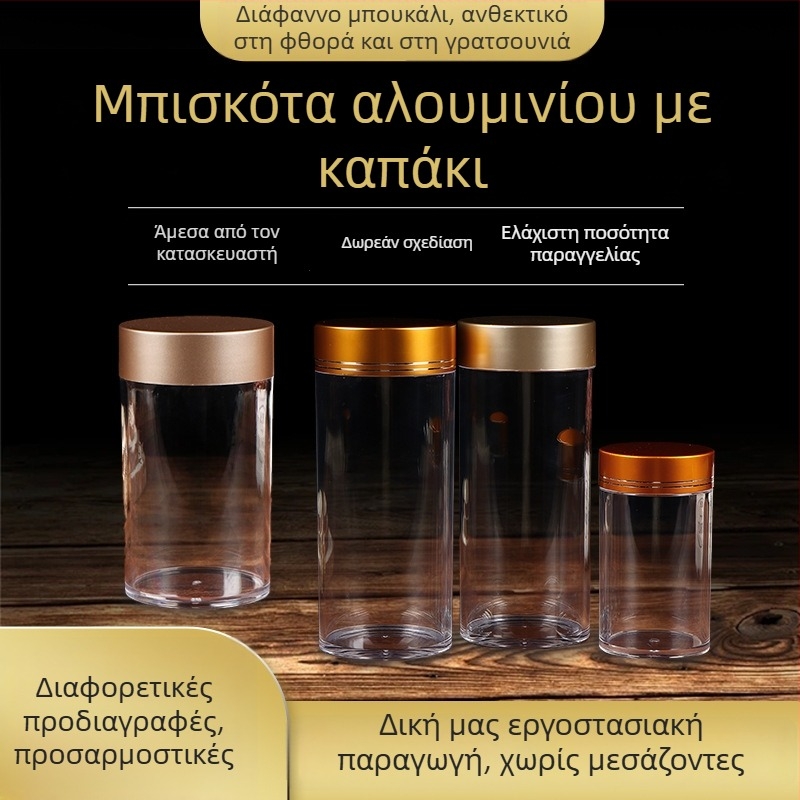 Αδιάβροχο σφραγισμένο μπουκάλι καψουλών από PS πλαστικό, PET μορφρωμένη μέσω blow molding, με καπάκι, συσκευασία τύπου βάζου, προσαρμόσιμη χωρητικότητα