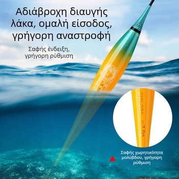 Φωτεινός πλωτήρας με ανυψωμένο στόμα, παχύ και σκληρό άκρο, για χρήση ημέρα-νύχτα, για μεγάλα ψάρια