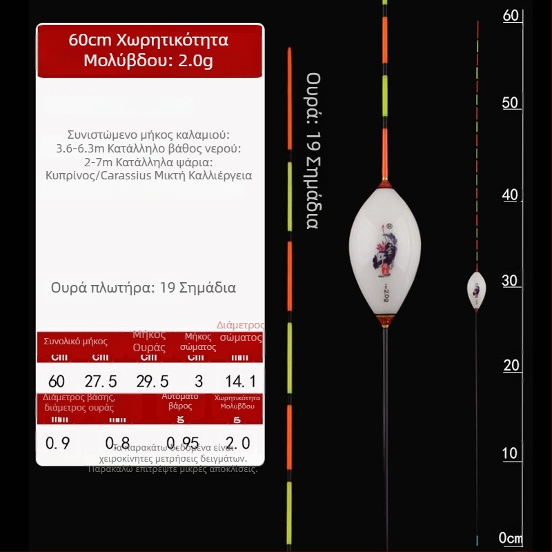 60 cm νανο φλότ για ψάρεμα — υψηλή ευαισθησία, λεπτή ουρά