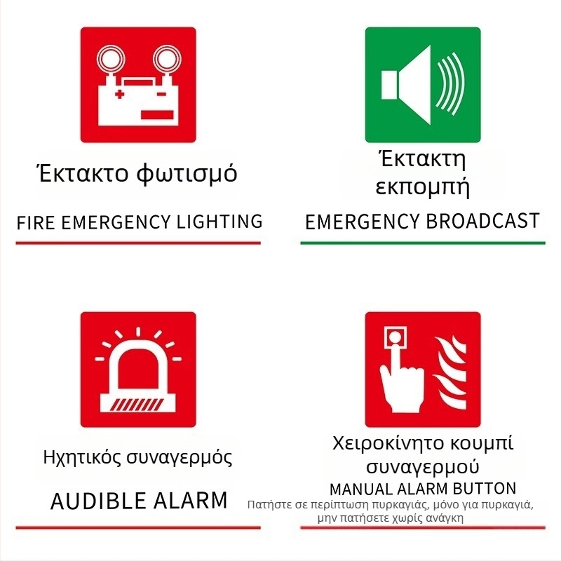 Beilong ακρυλική σήμανση πυρασφάλειας — χειροκίνητο κουμπί συναγερμού, προσαρμοζόμενη, σηματοδότηση ήχου και φωτός