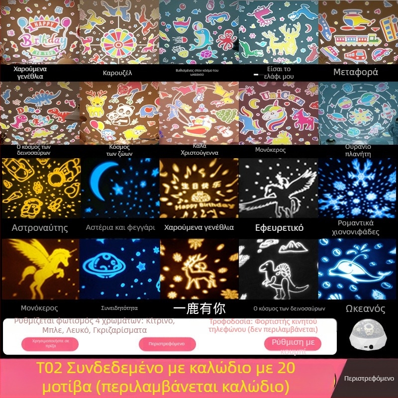 Προβολέας αστέρων για παιδιά με θεματικό αστροναύτη, νυχτερινό φως με μουσική, Bluetooth, τηλεχειριστήριο, USB ή ενσωματωμένη μπαταρία, χωρίς έξυπνο έλεγχο