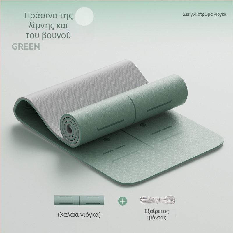 Χαλάκι γιόγκα από TPE, αντιολισθητικό, με ευρυχωρημένο και παχύτερο σχεδιασμό, 6–12 mm, φιλικό προς το περιβάλλον