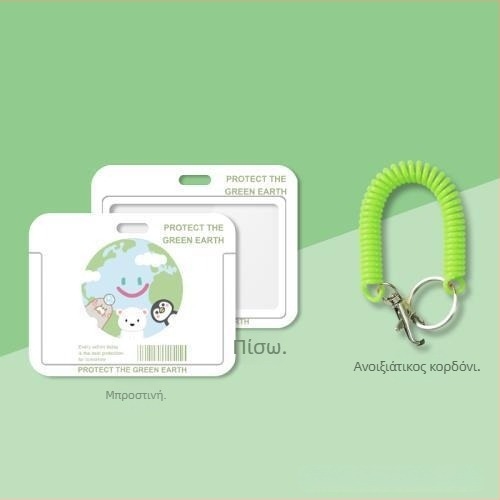 Οριζόντια πλαστική θήκη ταυτότητας για γιατρούς και νοσηλευτές, με επαναφερόμενο σχοινί και κλιπ κρεμάσματος γύρω από τον λαιμό