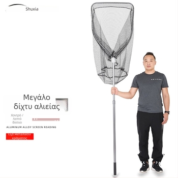 Γιγάντια αλουμινένια δίχτυα αλιείας με πυκνή πλέξη, κεφαλή διαμέτρου 50/60/70 cm, βάθος διχτυού 75–115 cm, παχιά μάτια, φορτίο 1.0–15 kg