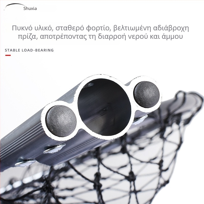 Γιγάντια αλουμινένια δίχτυα αλιείας με πυκνή πλέξη, κεφαλή διαμέτρου 50/60/70 cm, βάθος διχτυού 75–115 cm, παχιά μάτια, φορτίο 1.0–15 kg