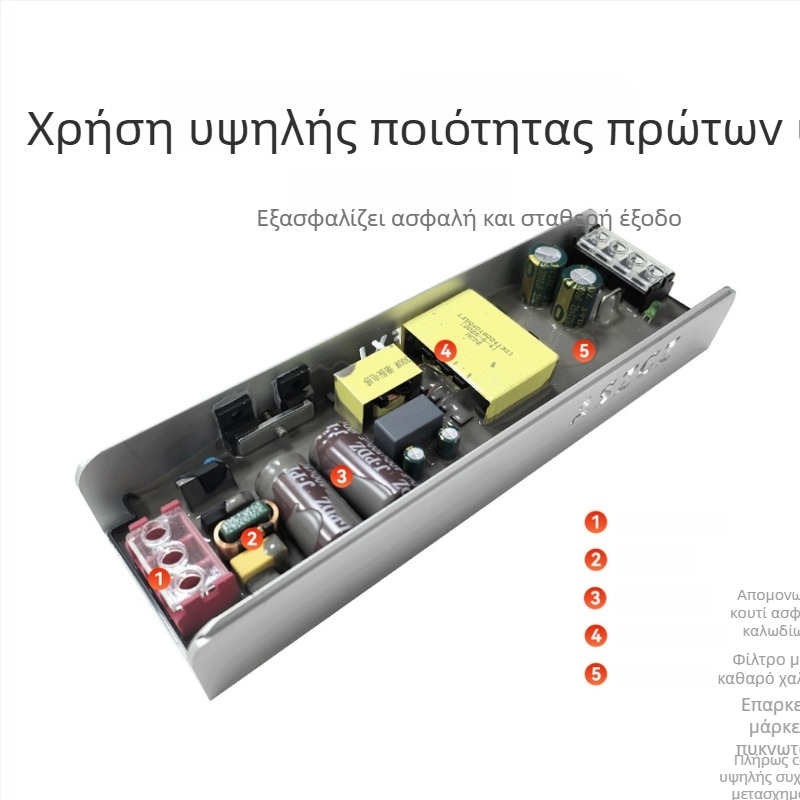 LED τροφοδοτικό με μαλακό ξεκίνημα για λωρίδες LED, 24V DC, είσοδος 176–264V, έξοδος 2.5–16.6A, ισχύς έως 400W, απόδοση >93%