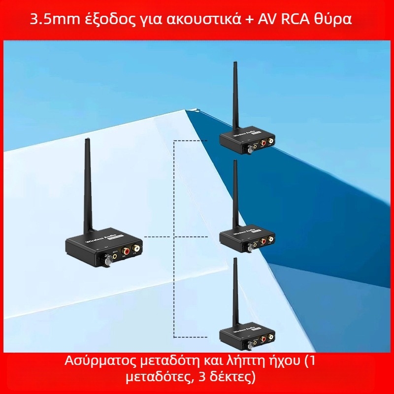 Ασύρματος μεταδιδόμενος ήχου 2.4G με δέκτη – 1080P, σετ: πομπός + δέκτης + εγχειρίδιο