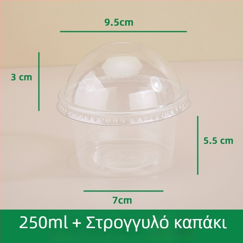 Κύπελλο puding διπλού επιπέδου με εσωτερική θήκη, πλαστικό μίας χρήσης για γιαούρτι, βρώμη, κέικ και τσάι με γάλα — στρογγυλό σχήμα, χωρητικότητα 201–300 ml, υλικό PP, ασφαλές σε φούρνο μικροκυμάτων