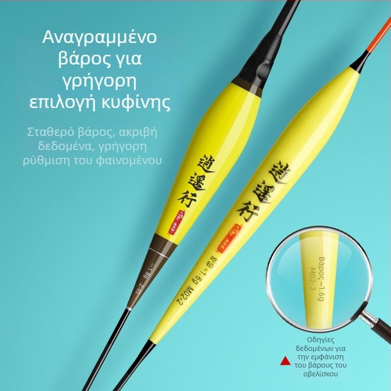 Σετ φλότ για ψάρεμα Καρπ — υψηλή ευαισθησία, κάθετα φλότ, σύνθετο υλικό, πλήρες σετ, Giant Fin King
