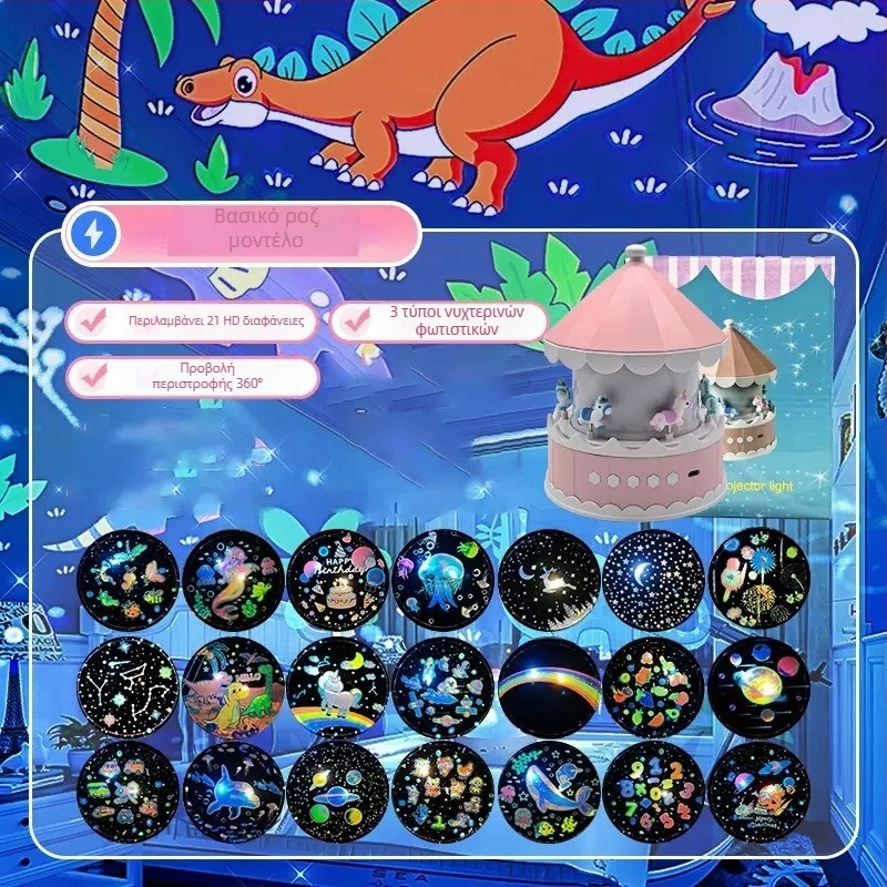 Προβολέας Αστροφεγγιάς για Παιδιά – USB τροφοδοσία, αναπαραγωγή μουσικής, ρύθμιση φωτεινότητας, τοποθέτηση σε τραπέζι
