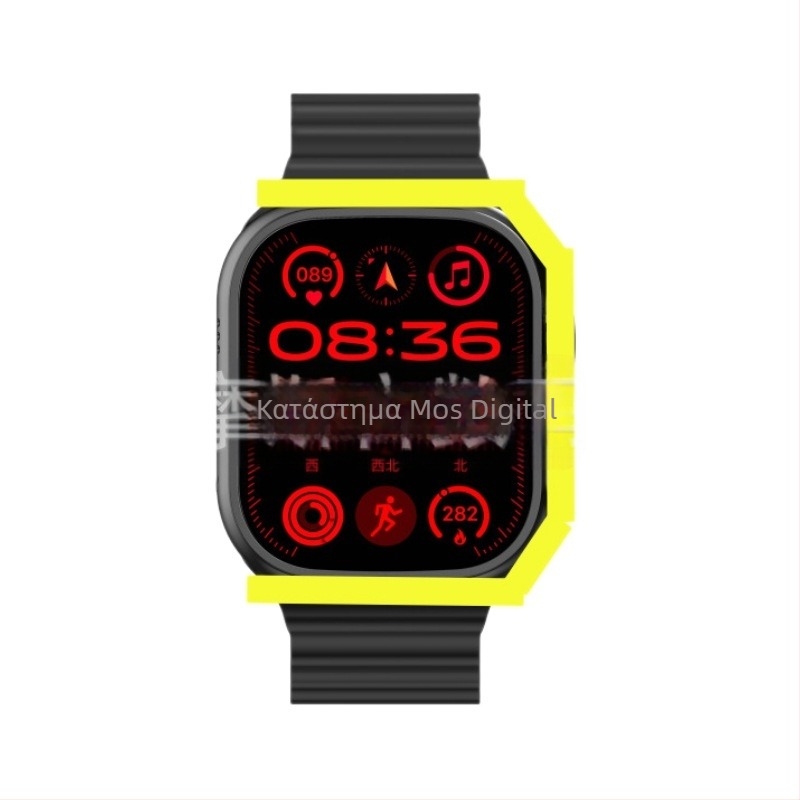 Έξυπνο ρολόι με κάσα από κράμα αλουμινίου, τετράγωνος καντράν, λουράκι σιλικόνης, διάμετρος 44 mm και άνω, διάρκεια μπαταρίας κάτω των 7 ημερών