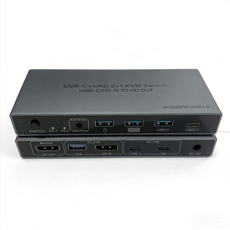 KVM διακόπτης για δύο υπολογιστές — 8K HDMI διπλή προβολή, 2 είσοδοι/2 έξοδοι, Windows συμβατό, καλώδιο 1 μ, μοντέλο SJW-KVM202B