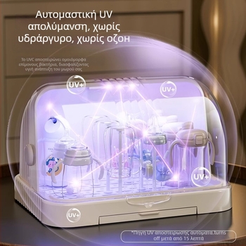 Κουτί αποθήκευσης βρεφικών ειδών σίτισης και μπιμπερό με κάλυμμα κατά της σκόνης και δίσκο αποστράγγισης; αποθήκευση βρεφικών σκευών και παιχνιδιών; διώροφο κουτί γάλακτος σε σκόνη