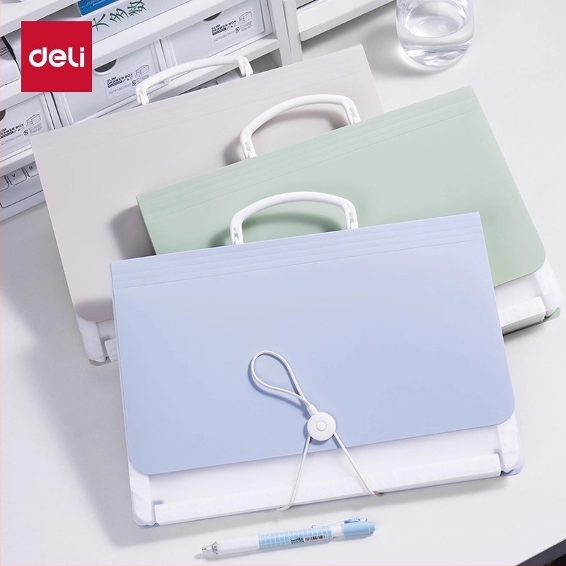 Deli PM06 Ακορντεόν φάκελος εγγράφων, πλαστικός, 13 θήκες, DL-Vertical μοντέλο, Πάχος 63C