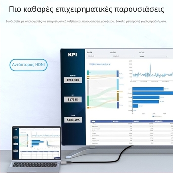 Type-C θηλυκός σε HDMI/DP αντάπτορας – 8K ανάλυση, 1 m καλώδιο, TY20HD12