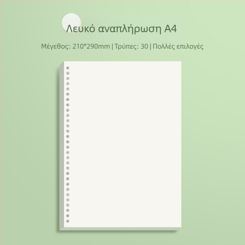 Αντικαταστάσιμος πυρήνας για μπλοκ με ελεύθερα φύλλα με οριζόντιες γραμμές και πλέγμα, Daolin χαρτί, 60 σελίδες, 26 τρύπες, κωδ. ZH-1001